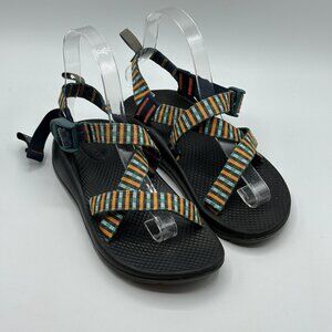 Chaco Kids Z1 Ecotread Washable Vegan Sandals Orange/ Blue Striped Size 3